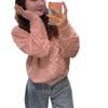 Women's High-End Retro French 3D Jacquard Cardigan: Loose, Thick Knit Coat for Spring, Autumn, and Winter