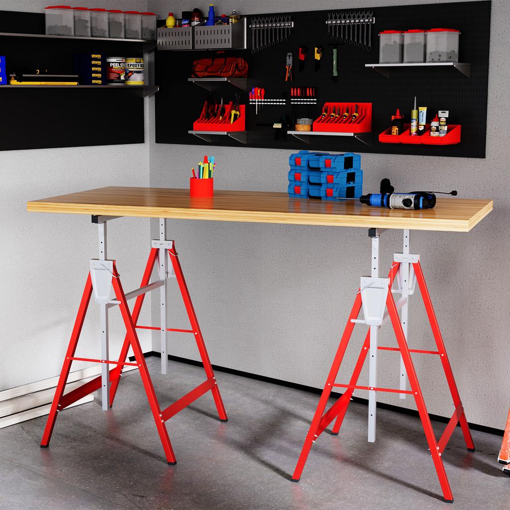 2 X Trestle, Support Trestle, Steel, Red