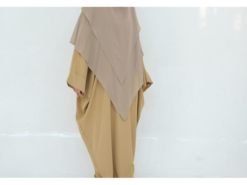 2025 Loriya Double Layer Ruffle Big Swing Middle East Solid Color Headscarf HJ927