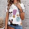 Fashion Women Retro Plush Animal Patterns Print T Shirt Funny Casual O-neck Short Sleeves T-shirt Summer Female Tee Shirt