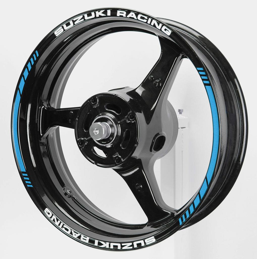 AxxL Custom Motorcycle Rim Stickers for Suzuki Racing 17-inch SP6-S (Sky Blue)