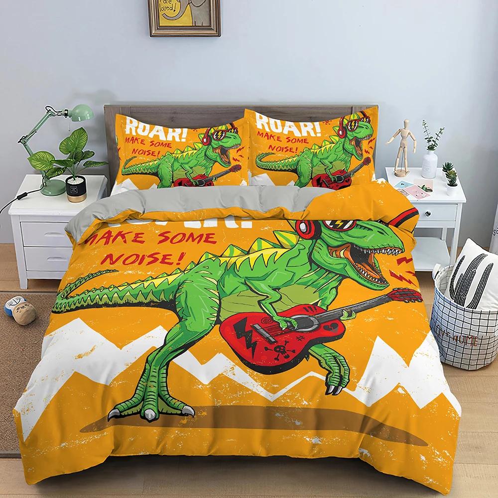 Cartoon Dinosaur Duvet Cover King Queen Size Jurassic World Theme Bedding Set Kids Ancient Animals 2/3pcs Polyester Quilt Cover