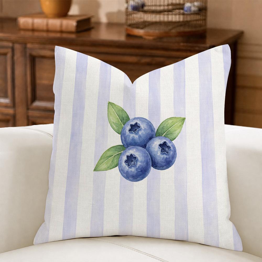 Modern Minimalist Striped Lemons Cushion Cover Natural Breathable Durable Linen Printed Decor Pillow Case Sofa Bedroom