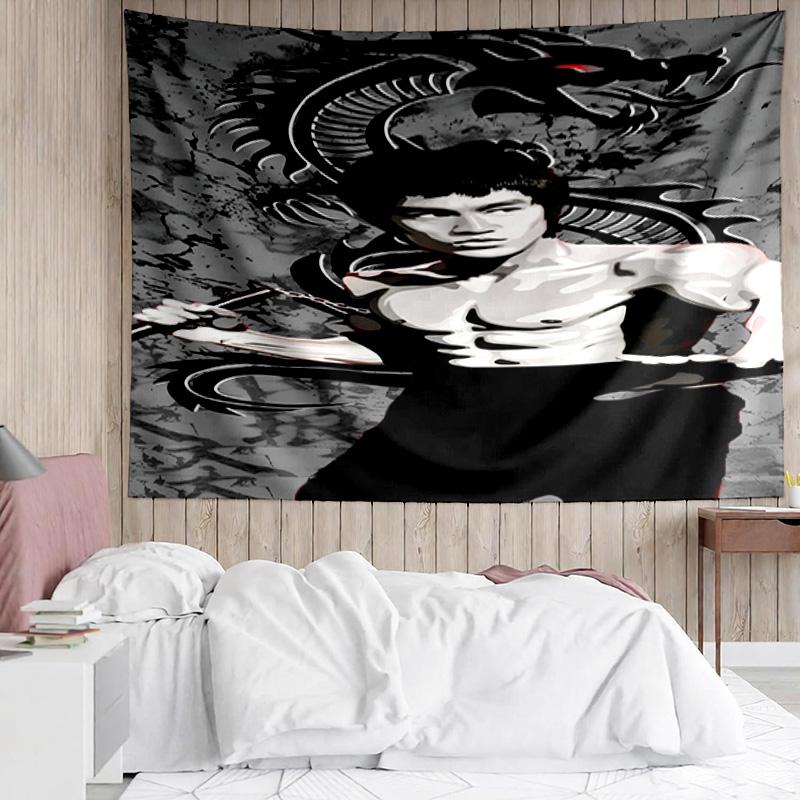 1 Pieza Tapiz de Secado Rápido con Pose Dinámica de Bruce Lee, Tapiz de Diseño Único, Adecuado para Dormitorio, Sala de Estar, Sala de Juegos, Cálidos Regalos Navideños