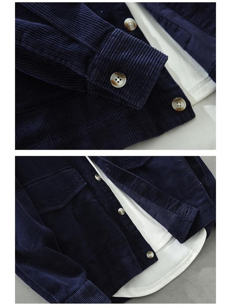 Men's Long-Sleeve Corduroy Shirt - Japanese Retro Style, Loose Fit, Versatile Jacket