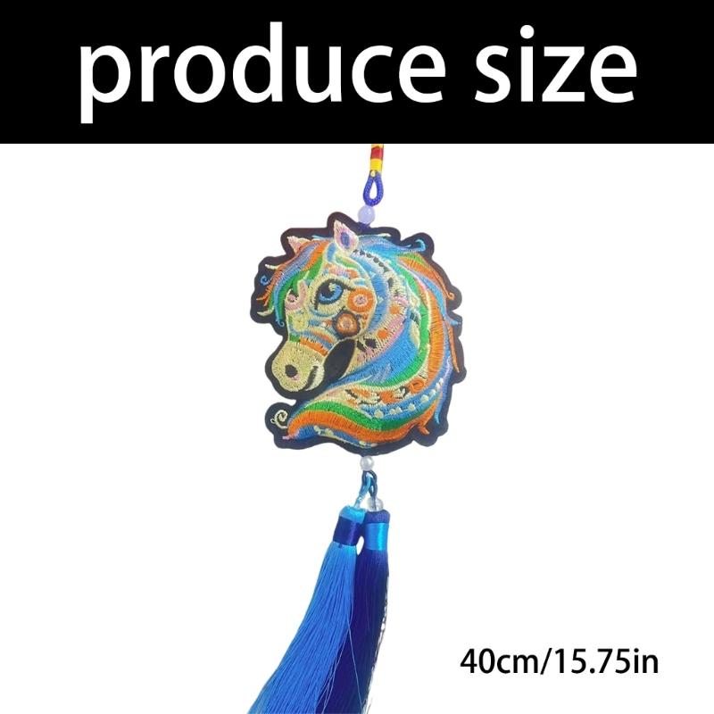 Car Hanging Ornament Chinese New Years 2026 Horse Pendant Charm with Tassels Fengshui Ornament for Car Home Decorations