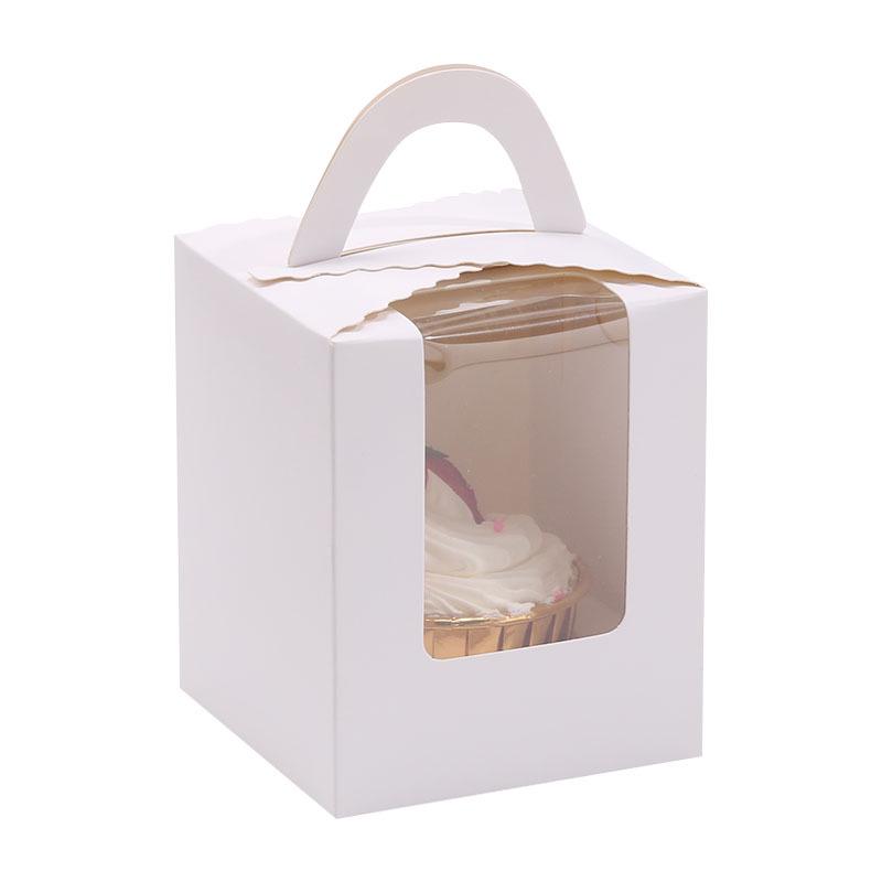 1-Piece Handheld Muffin & Cupcake Box with Transparent Window for Pastry and Dessert