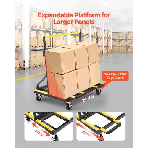 VEVOR Drywall Cart Dolly, 816 kg Load Capacity, Steel Panel Dolly with 4 Swivel Casters & Expandable Deck