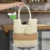 New Large Capacity Straw Woven Bag with Tassels Weave Beach Bag Shoulder Bag For Women