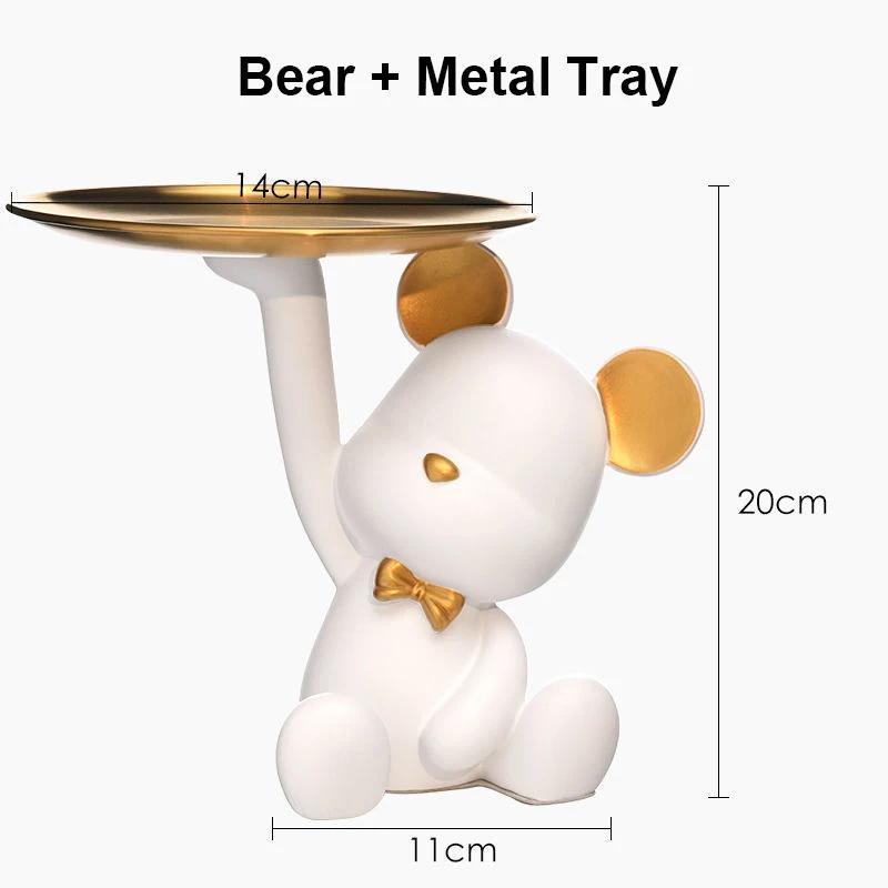 Bear Tray Sculpture Bear Figurines Porch Key Storage Candy Snacks Container Resin Desktop Ornament Living Room Home Decor Gifts