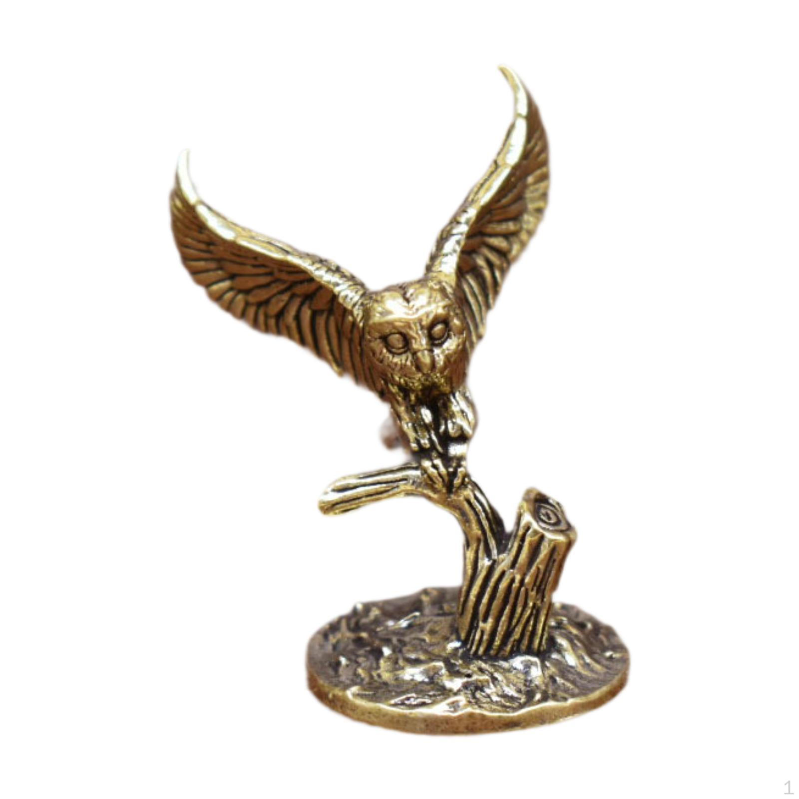 

Brass Owl Statue Wealth Decor, Antique Craft Animal Collectible Figurine, Desktop Ornament for Home,