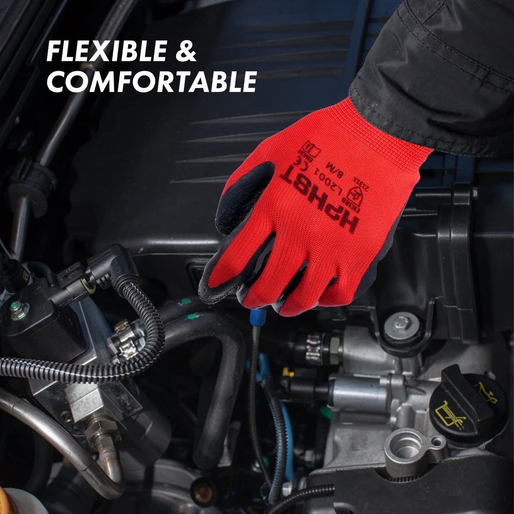 Latex Work Gloves and Safety Work Gloves Waterproof Seamless Knit Gloves for Mechanical Excellent Suitable for Warehouses and Red [HPHST] Hand-Coated
