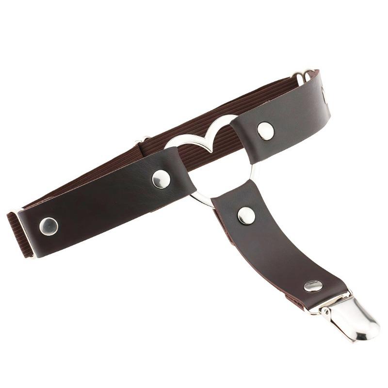 

Eco-friendly PU Leather Jewelry Harajuku Punk Love Shape Leg Ring Punk Hip-hop Leg Ring Anklet Garter Belt One size fits all темно-коричневого кольору