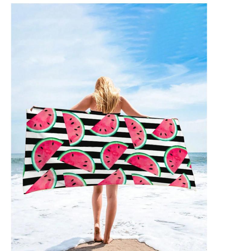 Watermelon Beach Towel Fashion Stripes Fruit Design Fun & Quirky Microfiber Towel for Beach Parties Pool Days, and Summer Fun