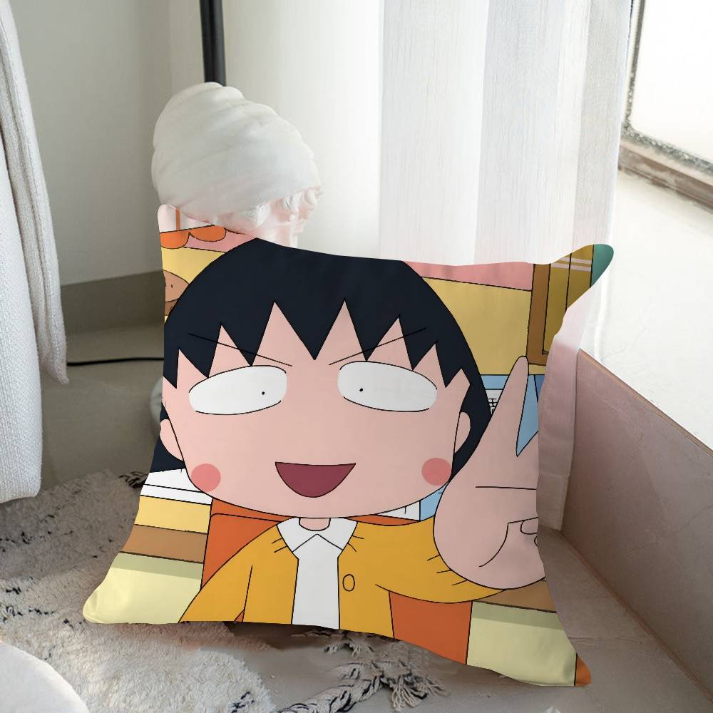 Chibi M-Maruko Chan Pillow Anime Pillow Sofa Bed Head Pillow Cover Cushion Cover 45x45 Cm Fashion