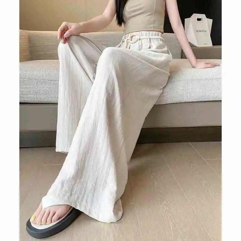 Large Size Wide-leg Pants Versatile Women's 2026 Spring and Summer Thin High Waist Drape Loose and Thin Lazy Style Casual.