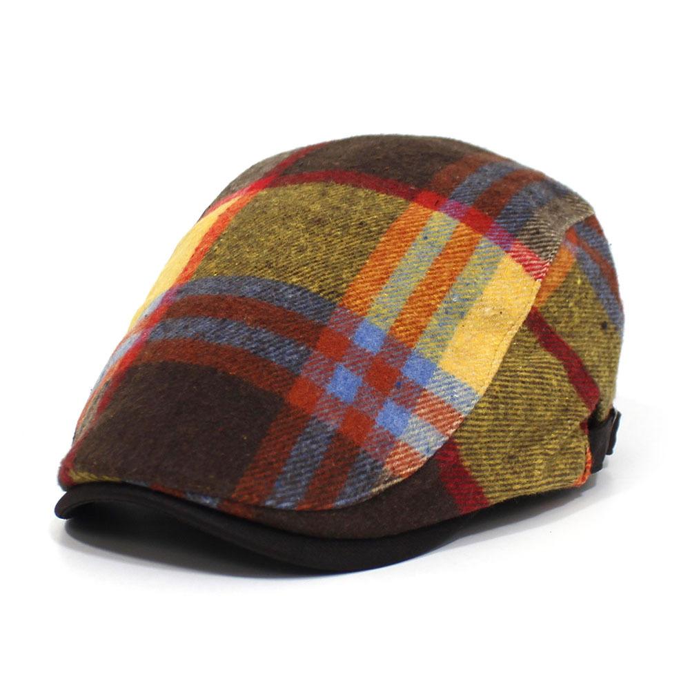 

Cotton beret men s forward hat retro plaid hat casual fashion cap men s hat Adjustable