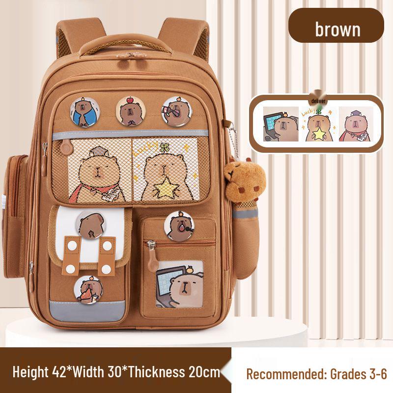 Kids' Lightweight Backpack with Spine Protection for Grades 1-6, Large Capacity, Ideal for Boys and Girls