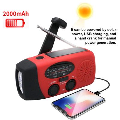 Emergency Hand Crank Radio with LED Flashlight, Portable Weather Radio with USB Charged & Solar