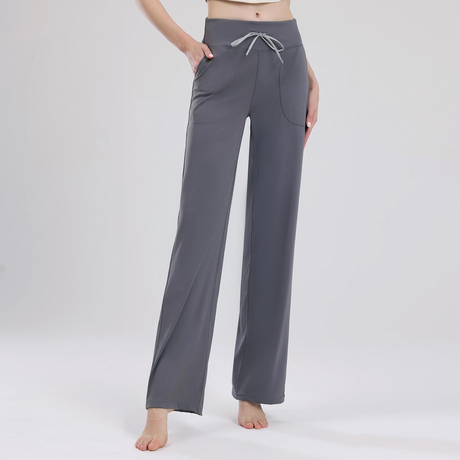 

Женские брюки для йоги с микроклешем, высокой талией и контролем живота - Дышащие, подтягивающие бедра, стройнящие, длиной до пола, для фитнеса. Large серый