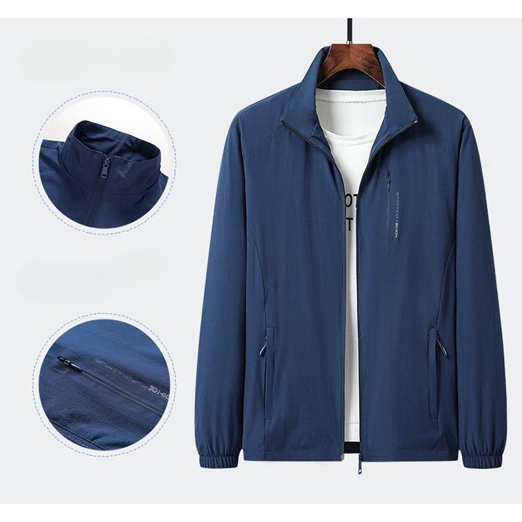 Prodyšná strečová jarní bunda pro muže Lehká volný střih pro muže středního věku sportovní větrovka podzim