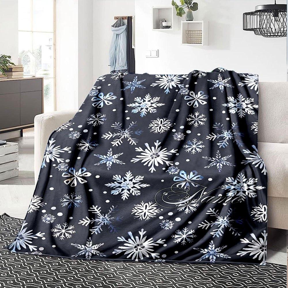 Winter Snowflakes Home Customize Your Name Blankets Soft Cozy Lightweight Versatile For All Seasons Perfect For Picnics Sofa Office Bed Living Room