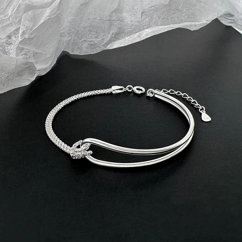 Fashion Silver Double-Layer Starry Sky Bracelet Asymmetric Hollow Bracelet Personalized Luxury Jewelry Simple Twists Bracelet