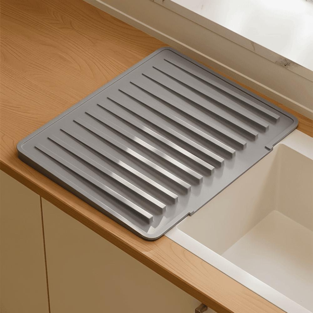 Heat-Resistant Kitchen Drain Mat Non-slip Sink Drain Pad Kitchen Sink Mat  Bowl Plate Draining серый