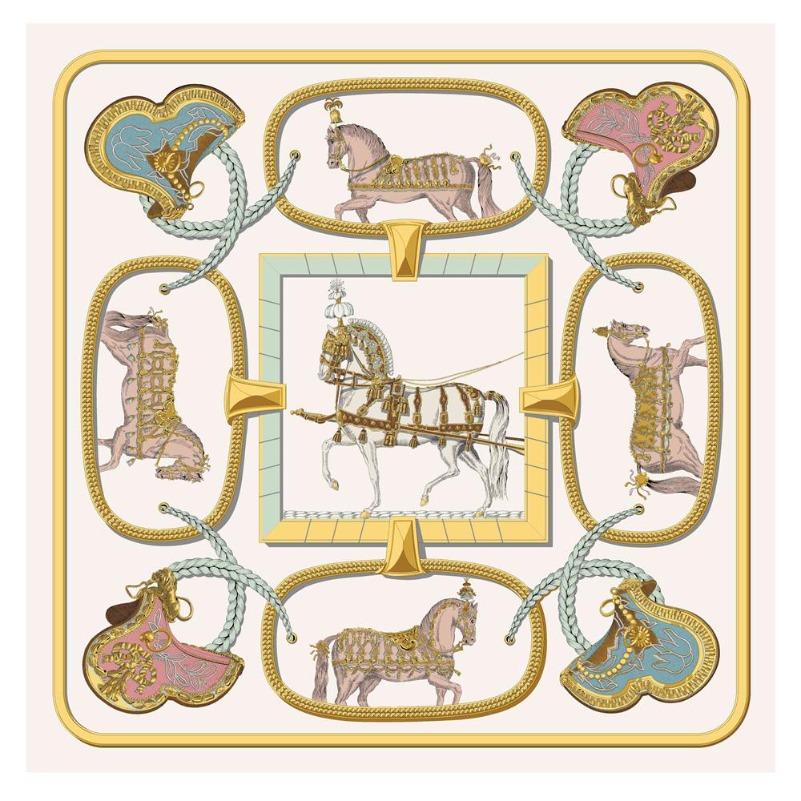 POBING Twill Silk Square Scarf Animals Print Women Scarves&Wrap Giraffe Neckerchief Spanish Foulards cachecol Large Bandana