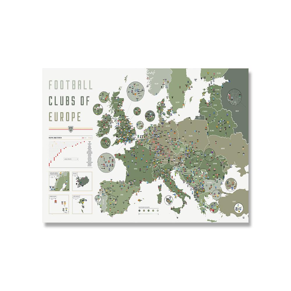 

Футбольные клубы Европы плакат и принты Футбол Спорт Холст Картина Настенная картина для комнаты Домашний декор Куадрос для гостиной 21x30cm No Framed белый