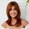 ALAN EATON Auburn Synthetic Hair Wig for White Women Long Layered Ginger Wigs with Bangs Natural Daily Use Heat Resistant Fiber