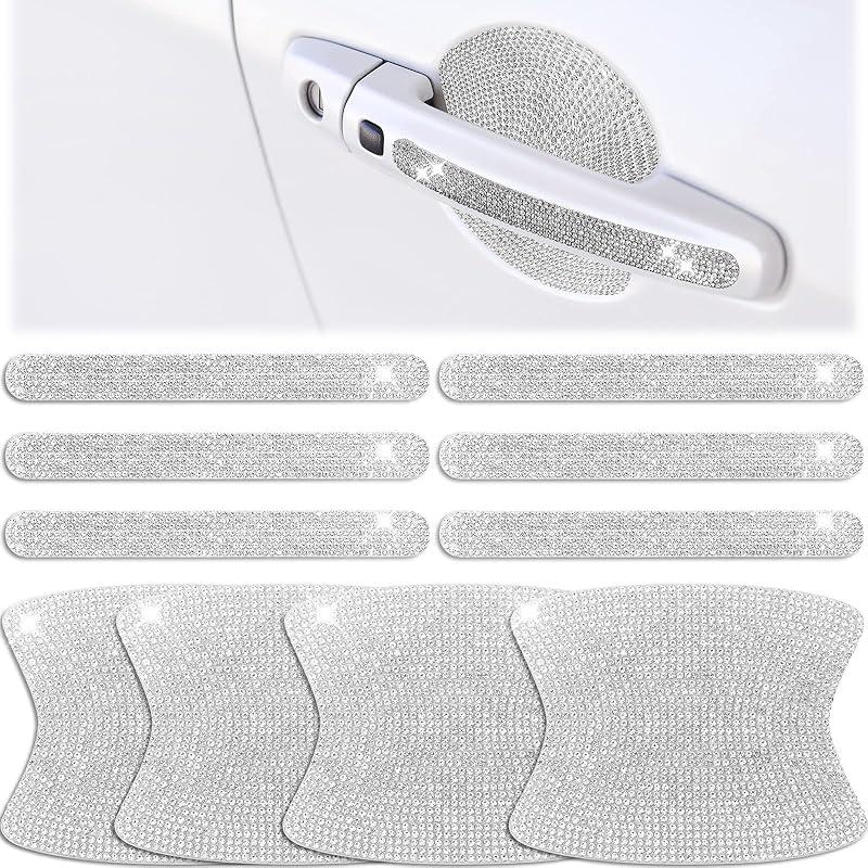 Frienda 10 Pieces Bling Car Accessories For Women Bling Car Door Handle Protector Door Handle Covers For Car Rhinestone Car Bowl Protector