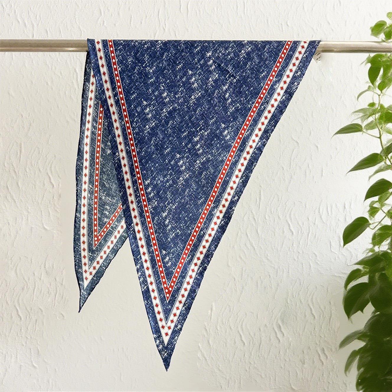 Silk triangle scarf 100% mulberry silk twill silk rhombus silk scarf simple personality denim blue small shawl silk scarf women 130