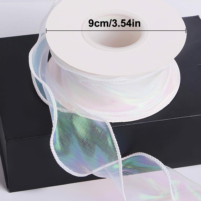 Fishtail Organza Ribbon 4Cm Reflective Iridescent Wavy Edge Ribbon For For Flower Bouquet Gifts Packaging Wedding Decorations