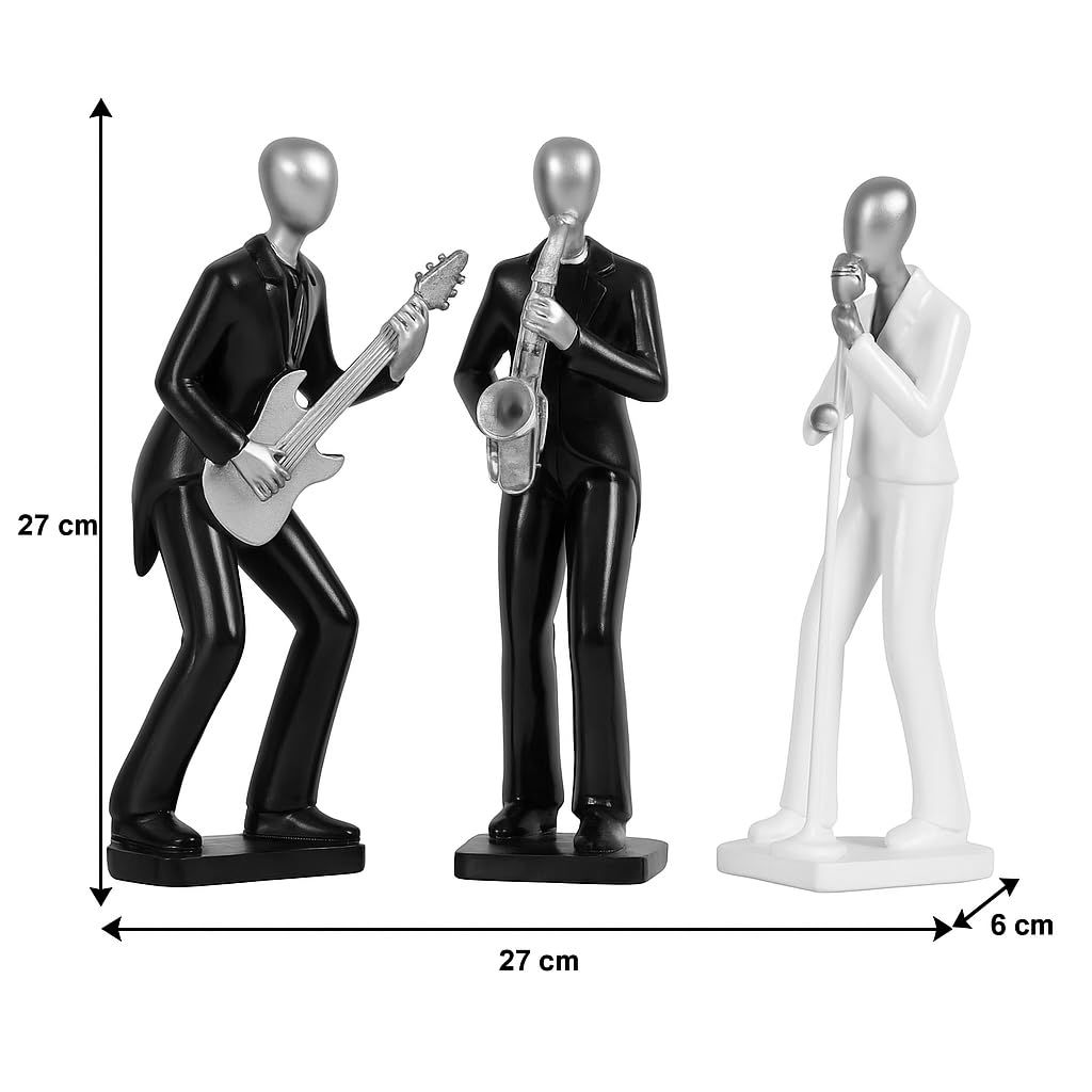 Harmonie in Bewegung Musiker-Set | Eine atemberaubende Hommage an Kunst & Melodie | Verleiht Ihrer Dekoration eine rhythmische Eleganz – 3er-Pack, Schwarz und Golden