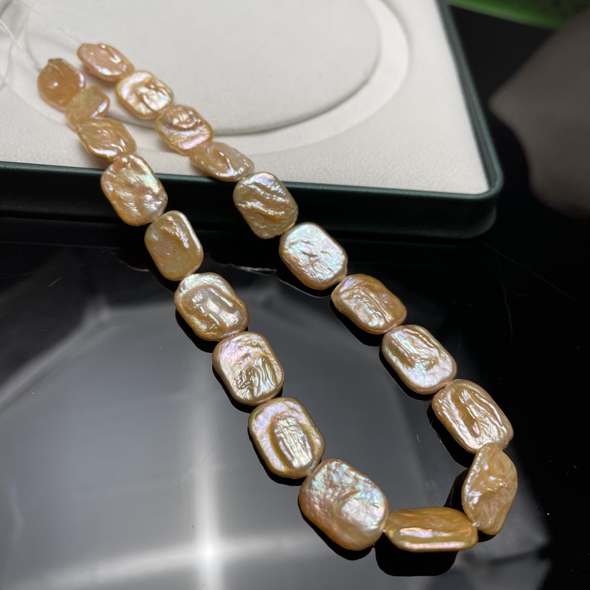 

1 нить, женские розовые нерегулярные прямоугольные искусственные жемчужные бусины в стиле бохо 1,5×2 см, набор для самостоятельного изготовления украшений, идеальный подарок на свадьбу, День матери 36 см 1String-1.5×2cm/36cm розовый