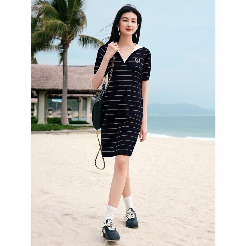 

JUZI Anna Cole Nautical Striped Sailor Collar Knit Dress 2XL