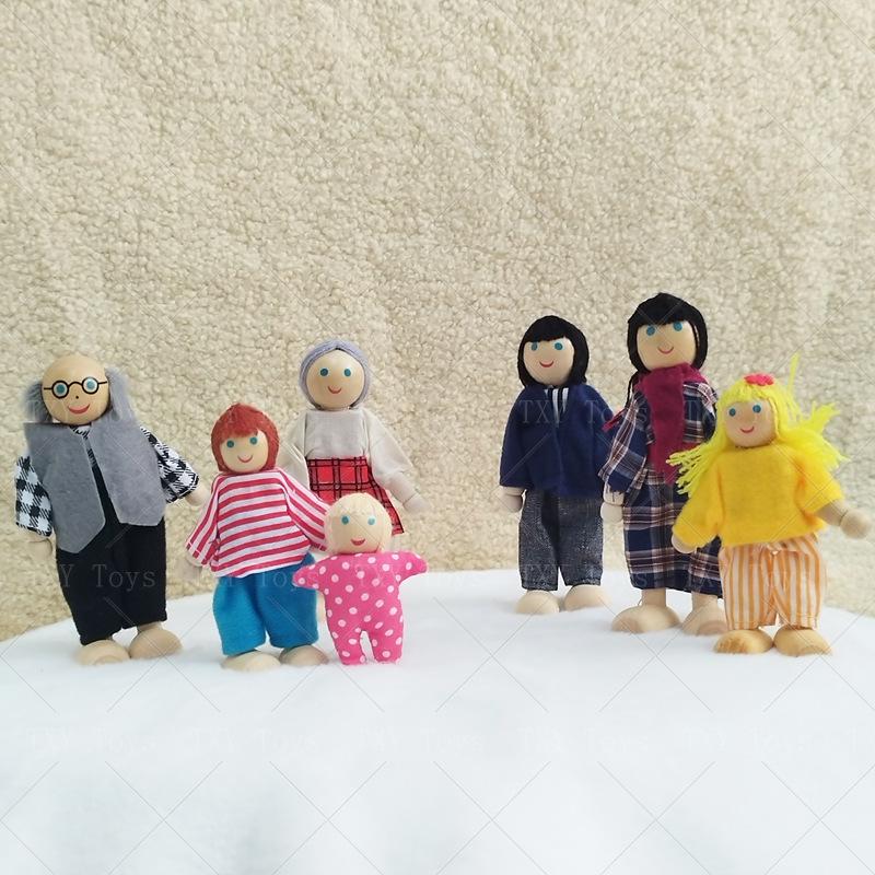 Plaid Handmade Fabric & Wood Grid Doll Figurines – Cute Mini Ornaments for Playhouse Decor