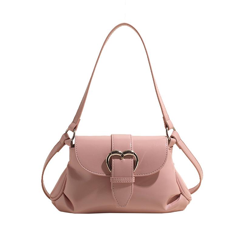 

Spring and summer popular Korean version of simple niche design shoulder women s bag leisure commuting oil wax leather texture versatile messenger bag розовый