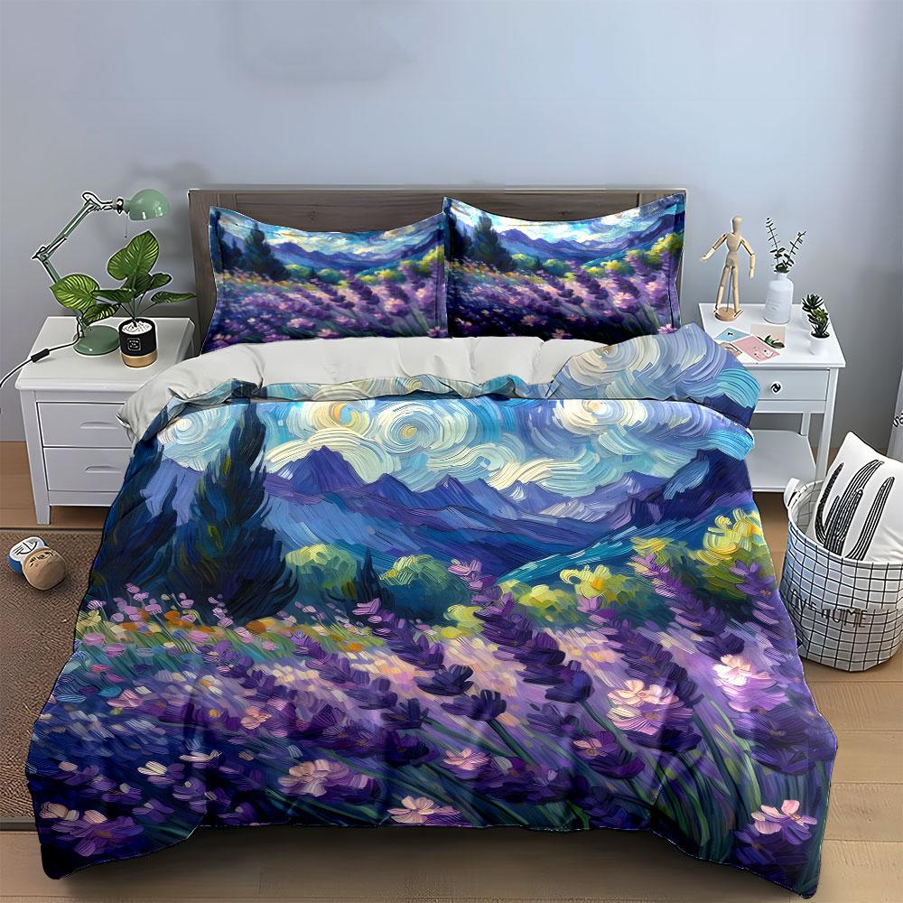 Lavender Field Artistic Nature Set Exquisite Three-Piece Bedding Set Gift For Kids And Adults