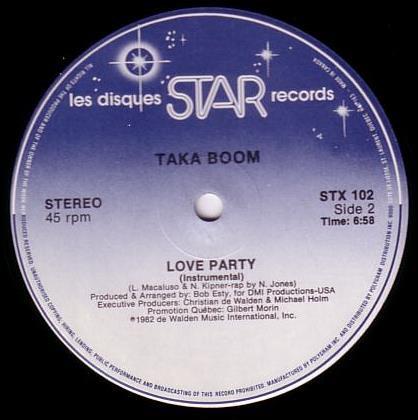 

12inch Record TAKA BOOM Love Party STX102 Les Disques Sta 1983 Canada SoulFunk Used
