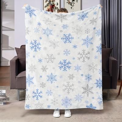 1pc Cozy Christmas Snowflake Print Throw Blanket - Soft Plush Flannel for All Seasons - Perfect Gift for Boys Girls Men & Women -