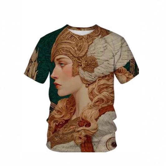 Summer new series Greek mythology series 3D printing short-sleeved fashion trend men's and women's sports and leisure t-shirts