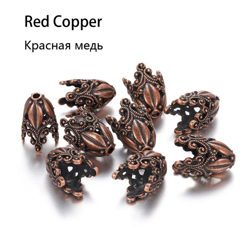 4Style 2Pcs/Lot Alloy Hollow Flower Beads Caps End Cap Connectors for DIY Earrings Jewelry Findings Making Component Accessroies
