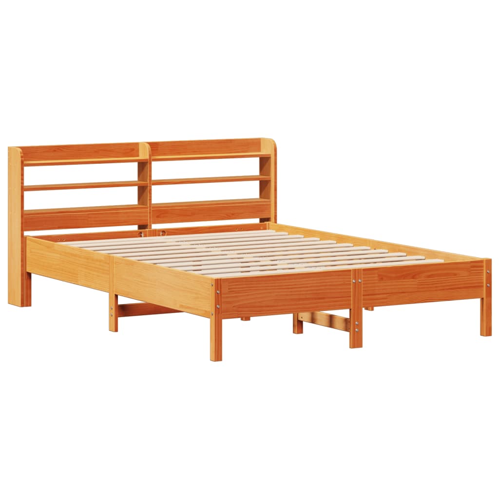 Vidaxl Bed Frame Without Mattress, Waxed Brown, 160X200 Cm, Solid Pine