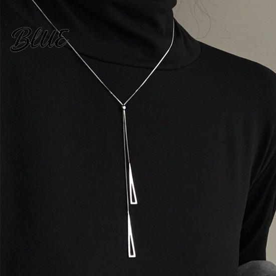 Stylish Women Lariat Necklace Y-Drop Elegant Sweater Triangle Pendant Adjustable
