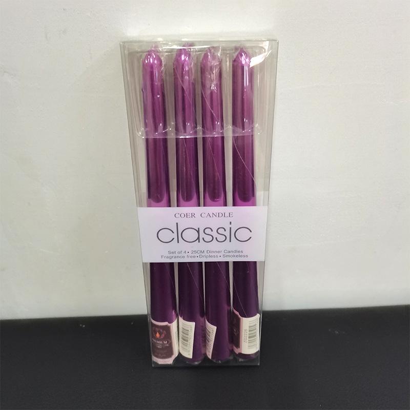 4pcs/box Restaurant Electroplated Thread Candle Long Stem Candle Romantic Wedding Decoration Candle Holder