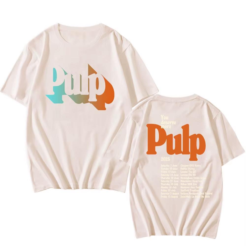 More 2025 Tour T-Shirt Black Pulp Rock Band Live Date Tshirts Summer Short Sleeve Cotton T Shirt for Male Hip Hop Grunge Men Tee