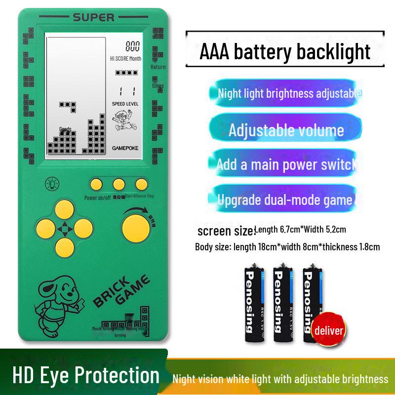 "4,1-Zoll Großbildschirm Retro Tetris Spielkonsole - Wiederaufladbares Klassisches Kinderspielzeug"