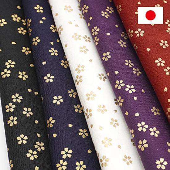 Raw wool cut 110cm x Japanese approximately 110cm x Purple cloth, 50cm, pattern, Japanese-style print, gold, 3-132, 50cm, 3.